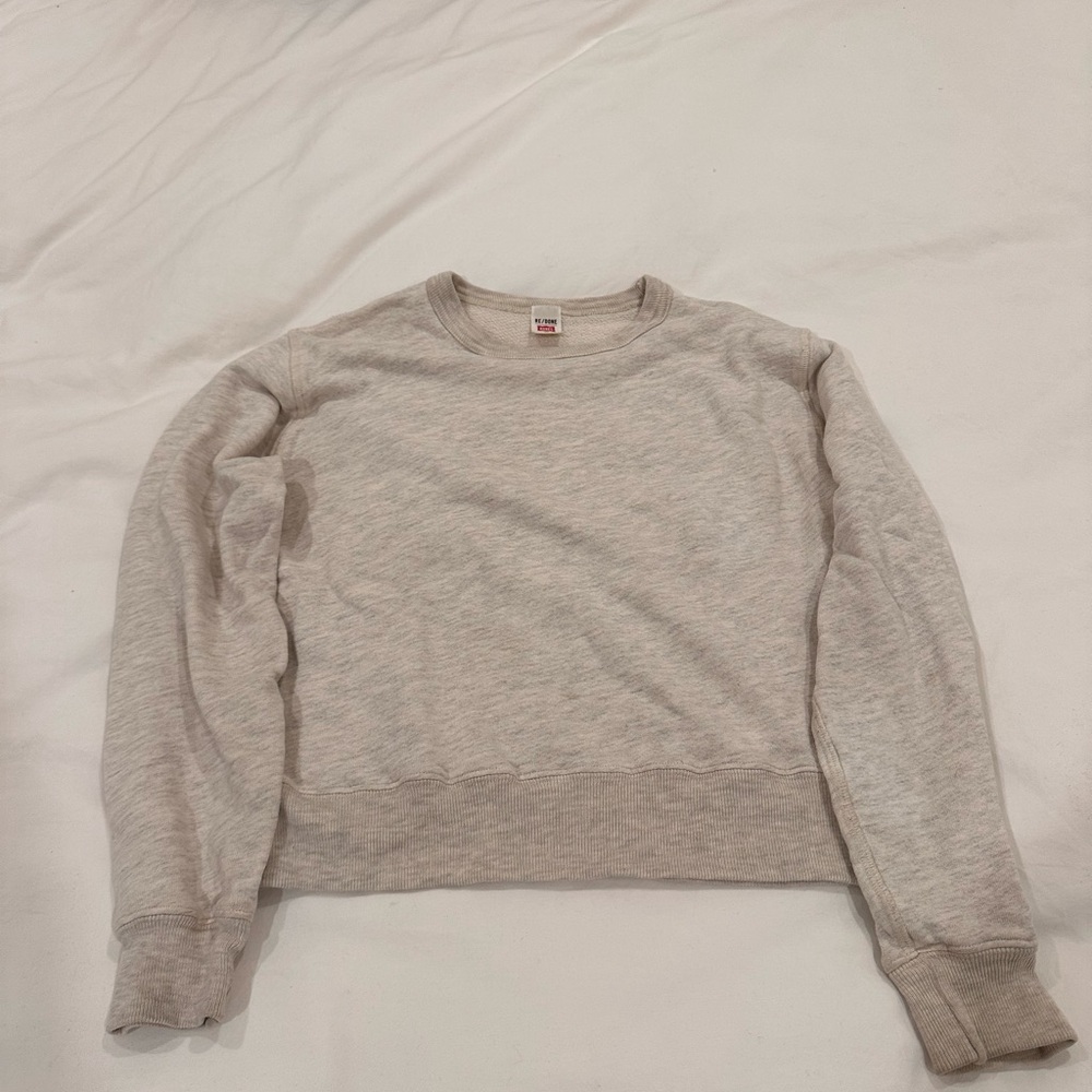 Re/Done Beige Crewneck Sweatshirt